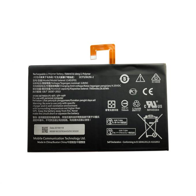 Batterie interne de rechange pour la cellule de polymère de Lenovo Tab2 A10-70 A10-70F L14D2P31 3.8V 7000mAh avec la garantie de 1 an